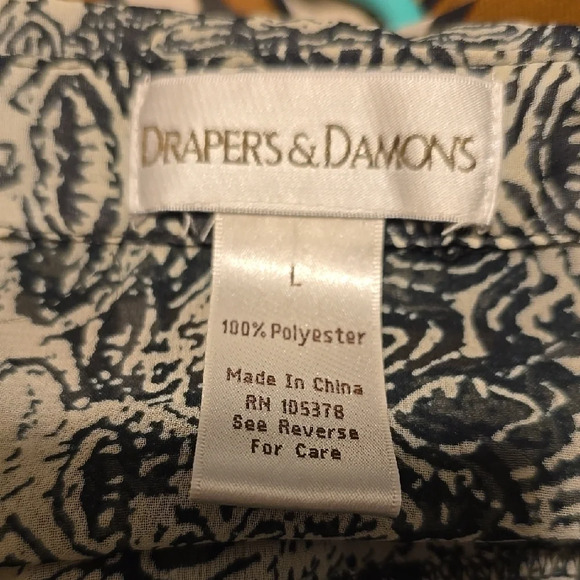 Drapers And Damons Black and Gray  3/4 Sleeve Button Down Shirt L - Picture 3 of 3